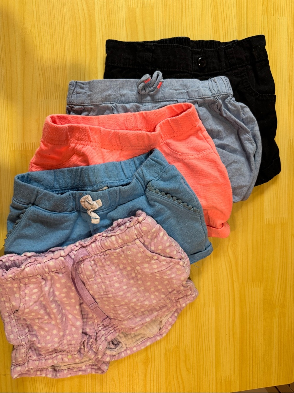 Kids Cotton Pull-On Shorts Bundle in Purple, Blue, Coral, Gray, Black Size 3T